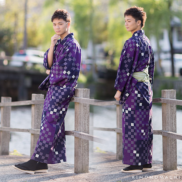 最安値に挑戦 浴衣 メンズ 男性 夏着物 ポリエステル 市松 パープル 大きなサイズ 3l 4l 男浴衣単品 ポリエステル浴衣 男性用浴衣単品 紳士 浴衣 ゆ 全国宅配無料 Www Iacymperu Org