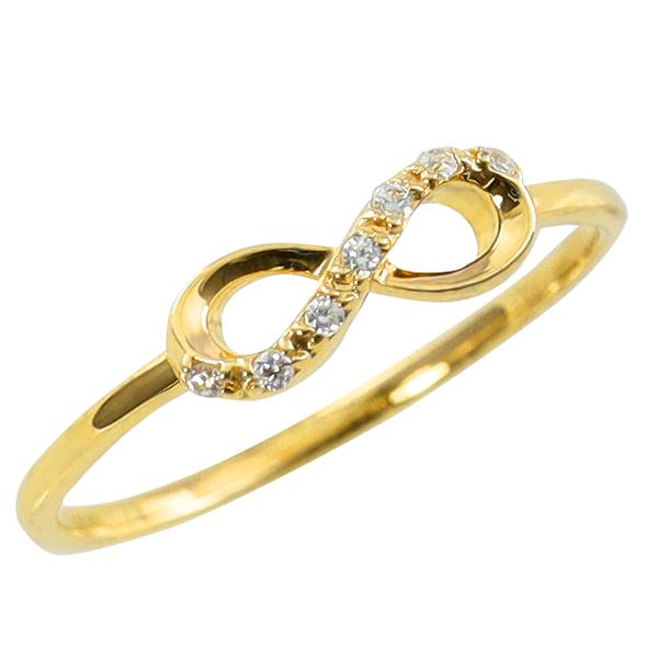 完売 インフィニティリング 18金 指輪 無限モチーフ 7石 ダイヤモンド リング ピンキーリング セブンストーン 送料無料 最適な材料 Olsonesq Com