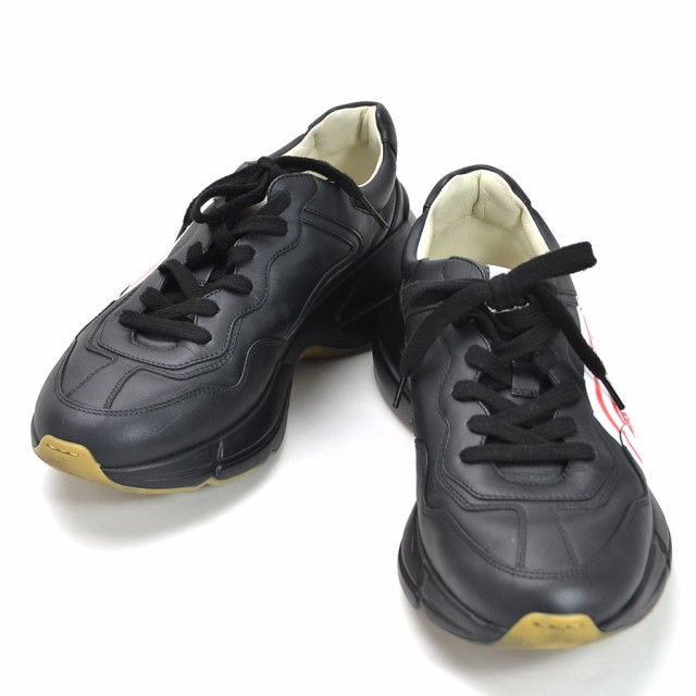 【おすすめ】【中古】グッチ スニーカー（7 1/2） Rhyton sneaker Black Print 2019 S/S メンズ ブラック i0466