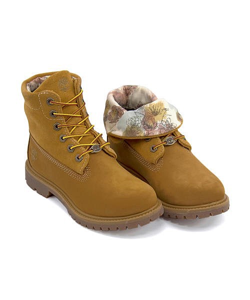 ティンバーランド ワークブーツ レディース オーセンティック AUTHENTIC ROLL TOP BOOT Timberland A1W32 ウィートヌバック/プリント|au Wowma!(ワウマ)