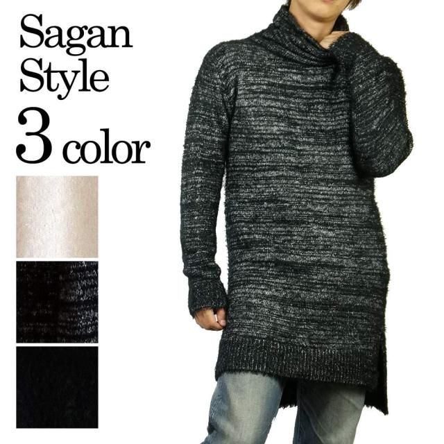 ロングニット タートルネック 長袖 セーター ニットソー 薄手 ニット