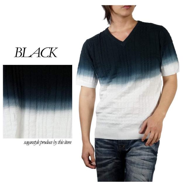 送料無料 ニット サマーニット Vネック メンズ Tシャツ メンズ 半袖 V