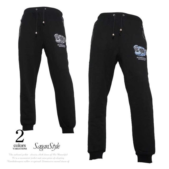 絶賛レビュー続出 送料無料 メンズ 男性 服 ボトムス ラインストーンジップスウェットパンツ ジョガーパンツ モノグラム ロゴ くま クマ B 06 新しい到着 Karanipoolservices Com
