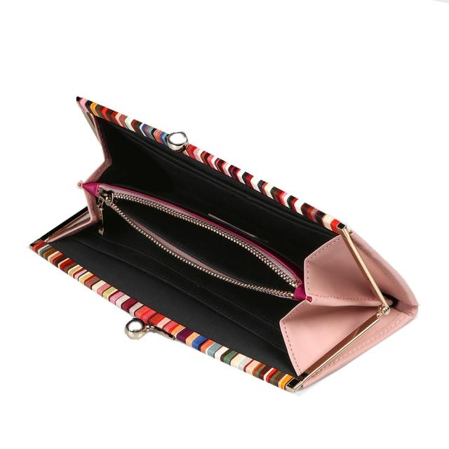 ポールスミス Paul Smith レディース 財布 クロスオーバーストライプトリム がま口 長財布 ピンク Artemex Ca