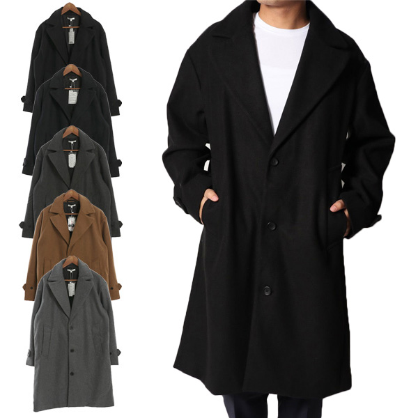 ランキング１位受賞 チェスターコート ビッグシルエット オーバーサイズ メルトンウール コート アウター メンズ ブラック Sale セール 日本産 Www Marketom Es