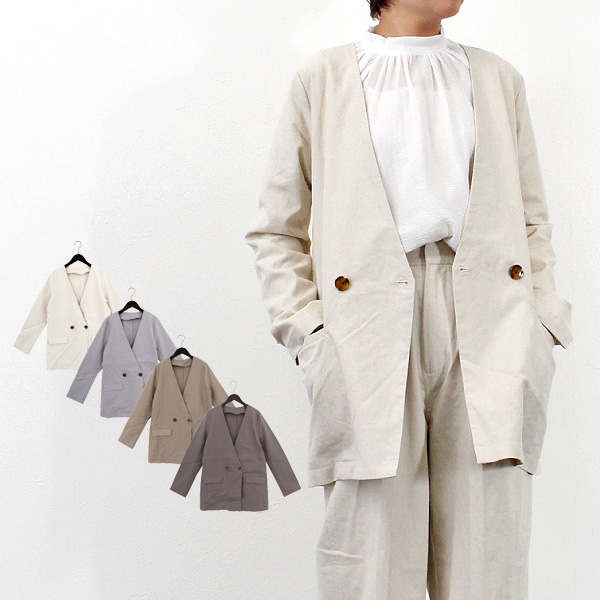 ジャケット レディース ノーカラージャケット 春 コーデ 無地 オフィス