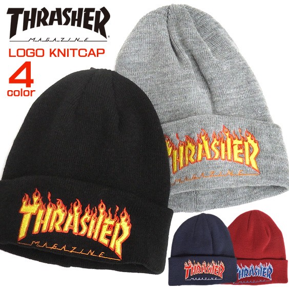 Thrasher ニット帽 ロゴ刺繍 ニットキャップ スラッシャー ビーニー