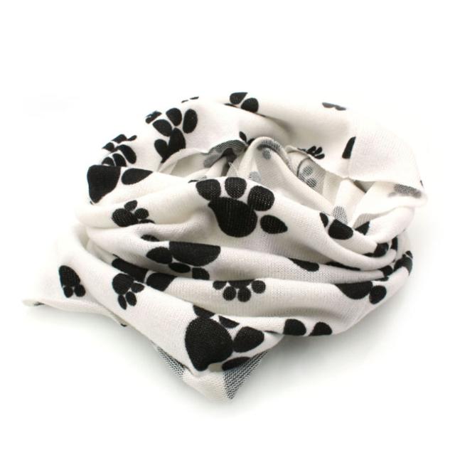 ネックウォーマー 肉球 足跡 ホワイト K26 09 防寒 マフラー その他