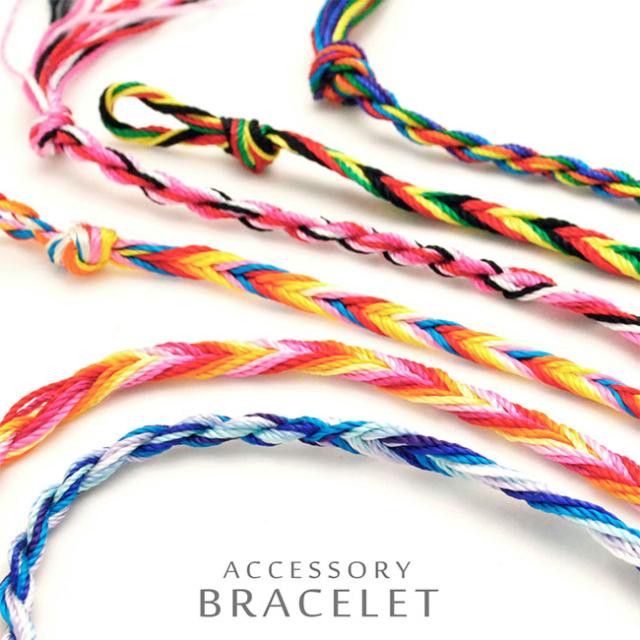 V字カラフルボーダー編み込みミサンガブレスレットレディースメンズ手首足首アンクレットエスニックお守り夏海マリンポップ メール便対