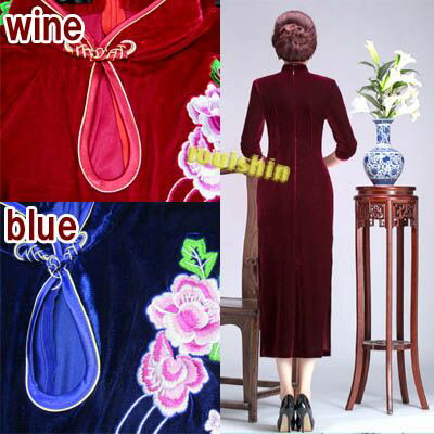 Web限定 刺繍ベロアチャイナドレス中華服 衣料ロング七分袖 送料無料 沖縄1000円 フォーマル チャイナ 服 中華 ドレス 唐装 あったか 冬 ポイント10倍 Olsonesq Com