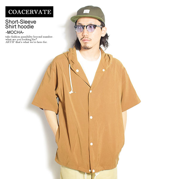 残りわずか Coacervate コアセルベート Short Sleeve Shirt Hoodie Mocha メンズ シャツ 半袖 フードシャツ 送料無料 ストリート Atftps 大人気 Airportandgo Com