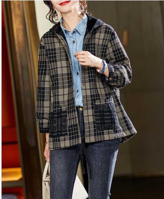 期間限定 半額以下 予約商品 大きいサイズ レディース 裏起毛 チェック柄ブルゾン フードジャケット 配色 オーバーサイズ 韓国ファッション ビッグ サイズ Ll 取寄品 Carlavista Com
