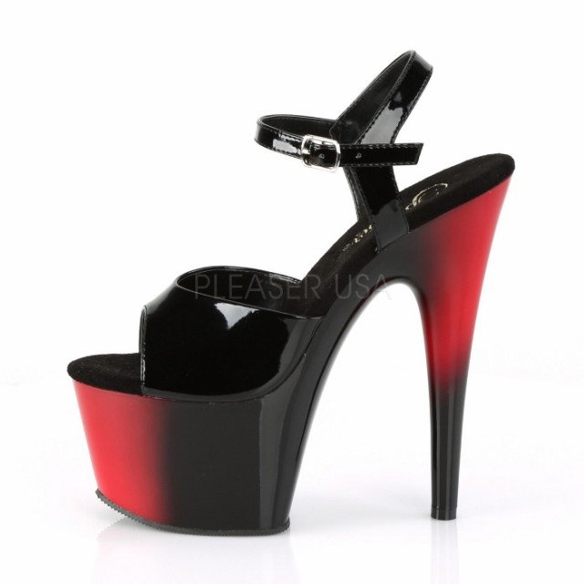 格安正規品 キャバ ヒール サンダル 厚底 Pleaser プリーザー 18 cm ヒール 黒 ブラック 赤 レッド 2トーン バイカラー エナメル アンクルストラップの通販はau PAY マーケット - ディンプルズオンライン|商 新品大特価