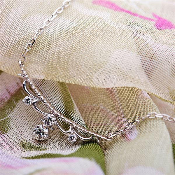安価 〔鑑別書付〕K18ホワイトゴールド 天然ダイヤネックレス ダイヤモンドペンダント/ネックレス0.10ct ダイヤ4ストーン, 輸入アニメ専門店 えいびーす ed8d6345