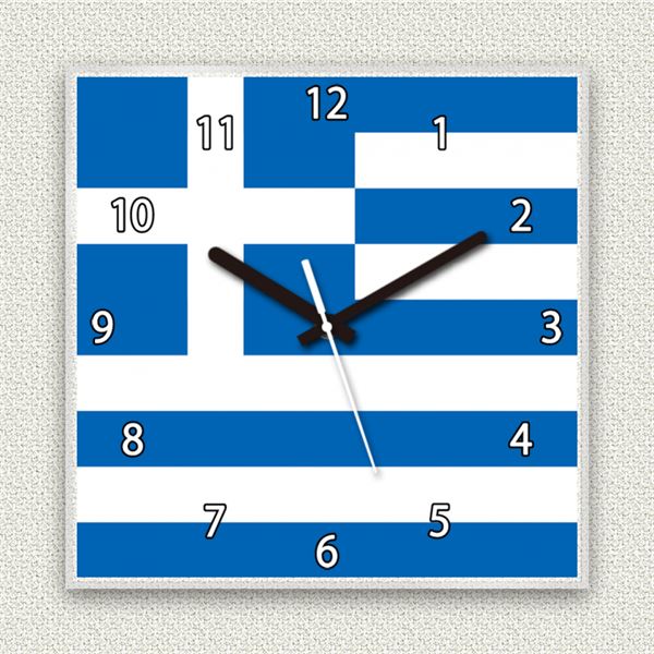 人気ショップが最安値挑戦 壁掛け時計 デザインクロック ギリシャ国旗 30ｃｍ角 アクリル素材 Myclo インテリア雑貨 贈り物 什器 別注 Contabilfaria Com Br