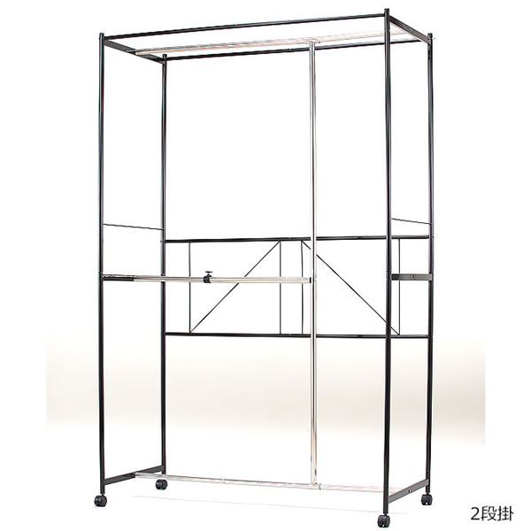 爆買い通販 カバー付き ハンガーラック/衣類収納 〔2段掛け 幅120cm〕 カーテン付き キャスター付き スチール 組立式 〔ベッドルーム 寝室〕の通販はau PAY マーケット - フジックス|商品ロットナンバー 安い国産