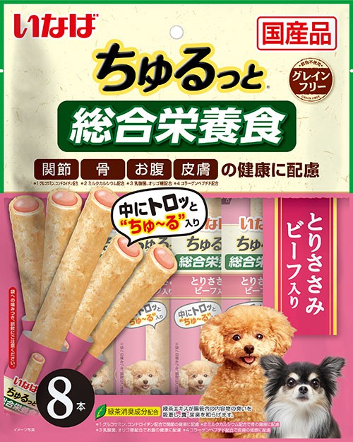 いなばペットフード いなば ちゅるっと総合栄養食 とりささみ ビーフ入り 8本 犬用おやつの通販はau Pay マーケット フジックス 商品ロットナンバー