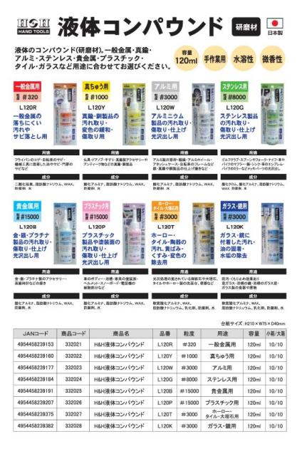 安い高評価 (業務用30セット)H&H L120T ホワイト(白)の通販はau PAY マーケット - フジックス|商品ロットナンバー:247891711 液体コンパウンド/研磨材 〔ホーロータイル用/120ml〕 日本製 水溶性/微香性 定番特価