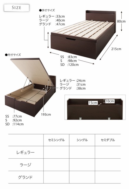 格安在庫 国産 深さラージ 〔フレーム〕ダークブラウンの通販はau PAY マーケット - フジックス|商品ロットナンバー:285694812 すのこ 跳ね上げ式 大容量収納ベッド ロングフォルス セミシングル 人気お買い得