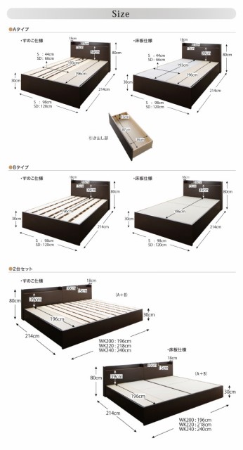 お得即納 連結収納ベッド ワイドK240(SD×2) ダークブラウンの通販はau PAY マーケット - フジックス|商品ロットナンバー:260858061 Ernesti すのこ 〔スタンダードポケットコイルマット付〕 A+B 代引不可