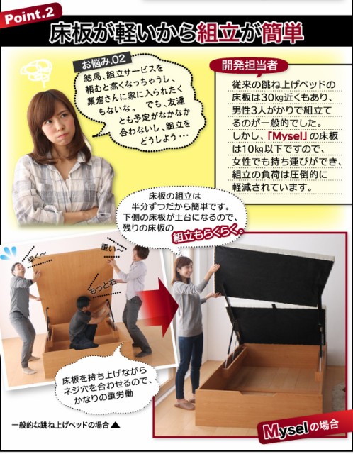 により▊ 跳ね上げベッド グランド ナチュラルの通販はau PAY マーケット - フジックス|商品ロットナンバー:260856156 Mysel 〔ベッドフレームのみ・マットレスなし〕 縦開き セミシングル ┺らくらく
