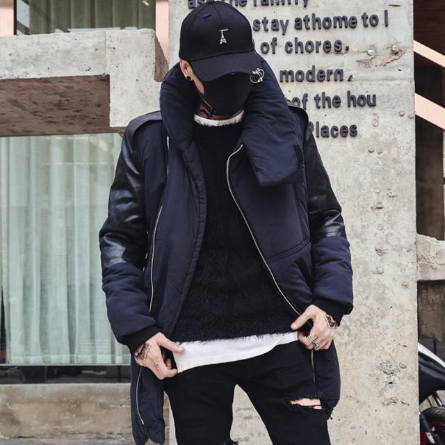 バーゲン ハイカラー中綿コート ライダース モノトーン モダン ハイネック メンズ メンズファッション ストリート 韓流 韓国ファッション カジ 最新情報 Carlavista Com