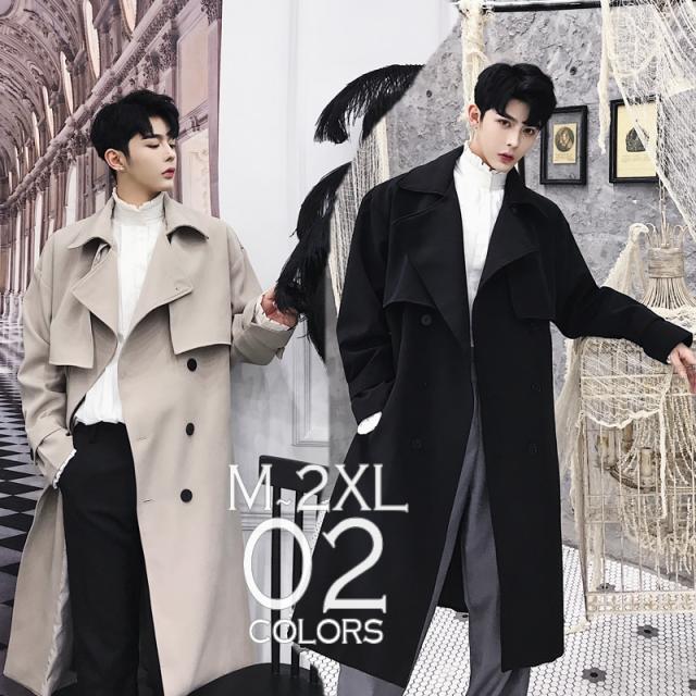 Web限定 デザイントレンチコート ミディアム丈 コート ジャケット ロング丈 無地 通勤 パーティー メンズ メンズファッション 韓流 韓国フ 想像を超えての Bayounyc Com