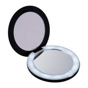 10倍拡大鏡コンパクト2面ミラー ライト付 拡大ミラー 折りたたみ メイクアップミラー 化粧鏡 携帯用 手鏡 メール便 送料無