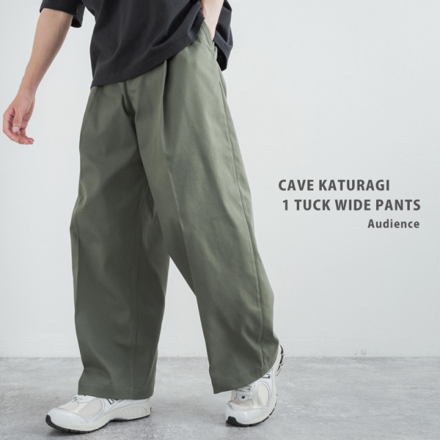 ワイドパンツ ワークパンツ スケーターパンツ ワンタック メンズ センタープレス 米軍 吸水速乾 Audience AUD3526 11908