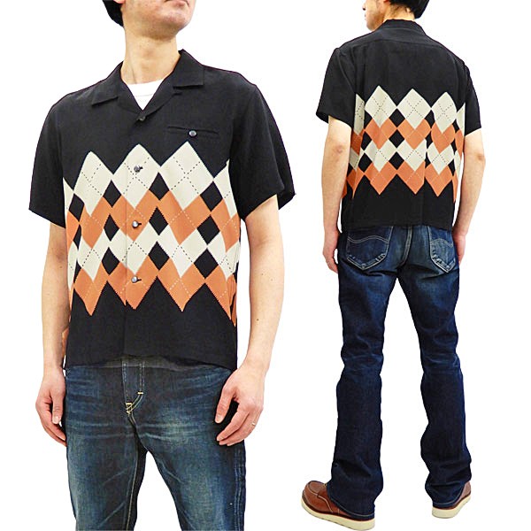 公式 スター オブ ハリウッド Sh ブラック アーガイル オープンシャツ Argyle 50s Argyle メンズ Pay 半袖シャツ ブラック 新品 カイシ 257d4508 Cdsdp Org