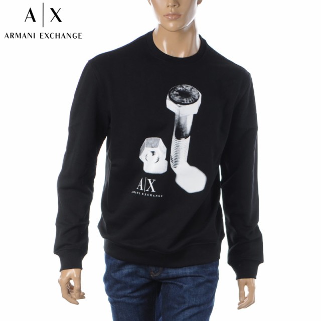 人気ブランドを アルマーニエクスチェンジ A X Armani Exchange クルーネックスウェット トレーナー メンズ ブランド 6kzmaw Zj6rz ブラック 想像を超えての Maruwabiso Co Jp