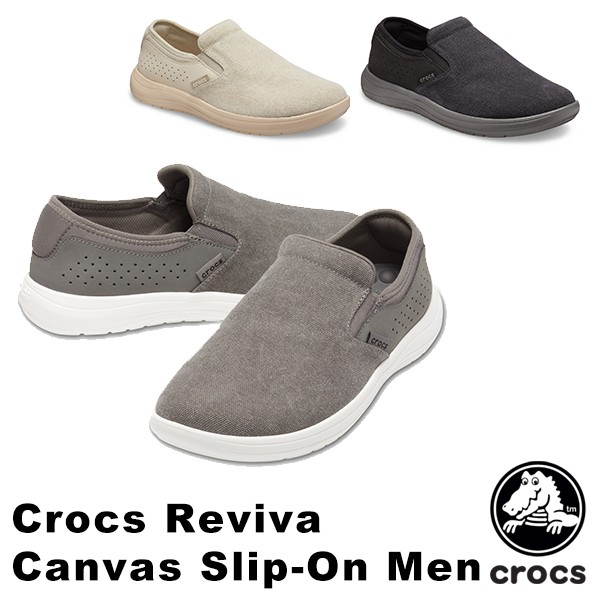 送料無料 クロックス Crocs リバイバ キャンバス スリップオン シューズ 男性用 売り込み スニーカー メン メンズ