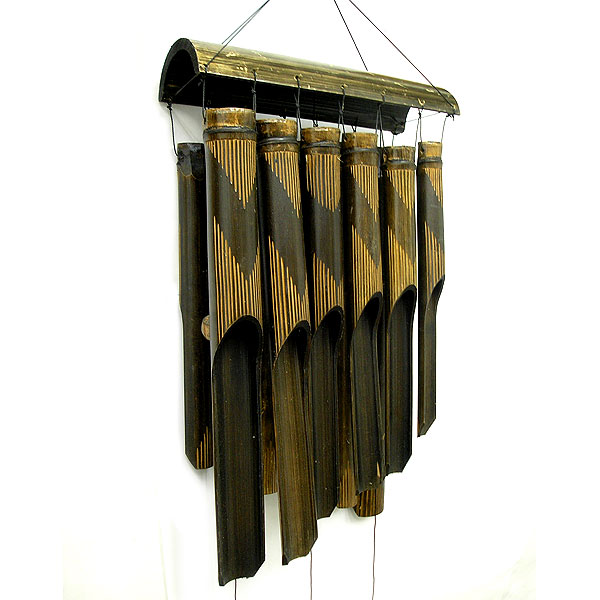 バンブーの風鈴12連 ブラック 竹ベル長さ40cm アジアン バリ タイ 雑貨 インテリア