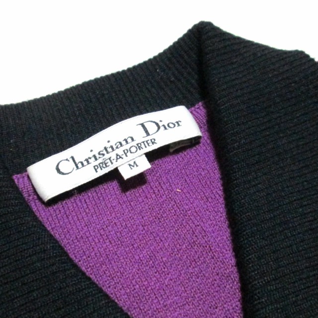 美品 Vintage Christian Dior ヴィンテージ オールド クリスチャン ディオール「M」フリルドレープニットセーター (黒