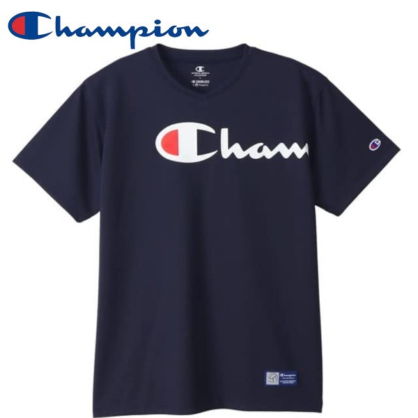 Champion チャンピオン 速乾 抗菌防臭 スクリプトロゴ バレーボール プラクティスTシャツ C3-VV304 メンズ ネイビーの通販は