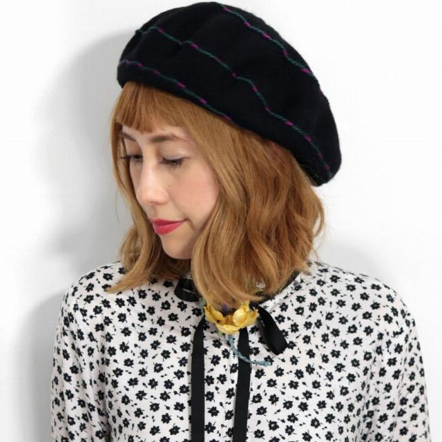 Expectation ベレー レディース バラ色の帽子 日本製 可愛い ベレー帽 秋冬 ウール ぐるぐる刺繍ベレー Barairo No Boushi 毛糸 刺繍 帽子 ウール100 欠品カラー再入荷 Farmerscentre Com Ng