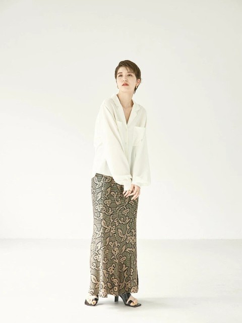 近鉄京都線 todayful トゥデイフルJacquard Leaf Pencilskirt