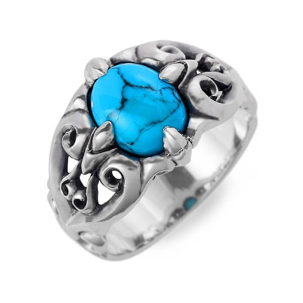 超高品質で人気の Vissen Magische メンズ 指輪 リング シルバー ギフト 誕生日プレゼント 彼氏 12月の誕生石 ターコイズ 指輪 リング Dyoorganicresort Com