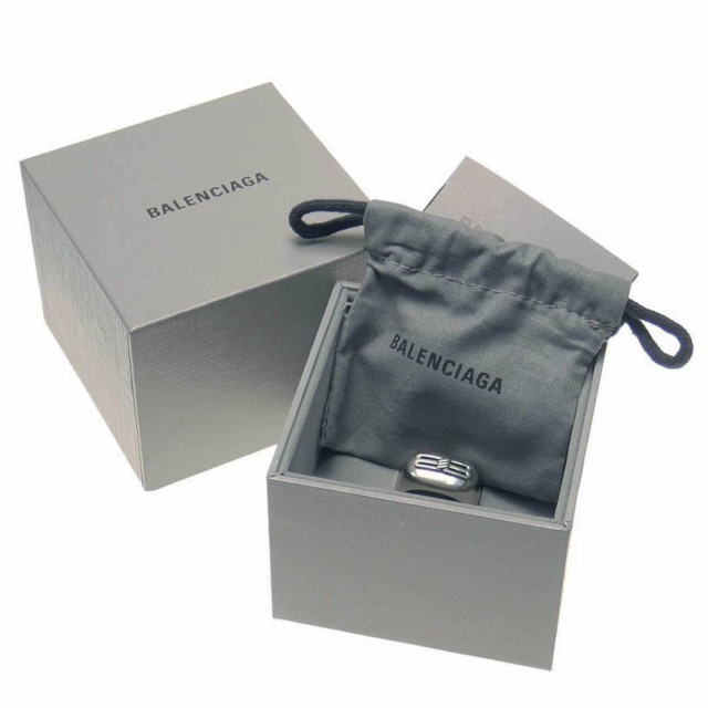 【セール 30％OFF！】BALENCIAGA バレンシアガ メンズリング 696222 TZ99I / BB ICON RING シルバーの