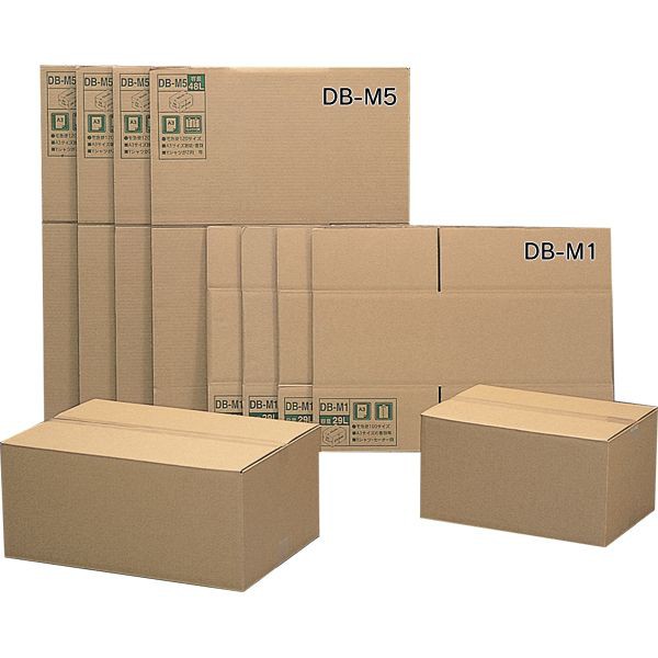 (5個セット)ダンボールボックス(容量29L) DBM1 (幅44×奥行32×高さ23.6/ダンボール 箱 梱包材 まとめ割 段ボール
