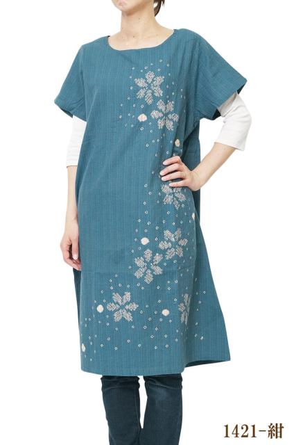 しておりま チュニック 1421 M Fashionの通販はau Pay マーケット 作務衣と和専門店 ひめか 商品ロットナンバー ワンピース 和テイスト 楊柳綿麻しじら織り 有松三浦絞り チュニック 伝統工芸 ヒラギノ