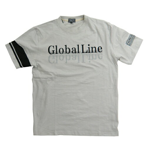 16 1 綿スラブ天竺半袖転写プリントtシャツgloballine柄 5lグレー メール便配送の為代金引換決済不可
