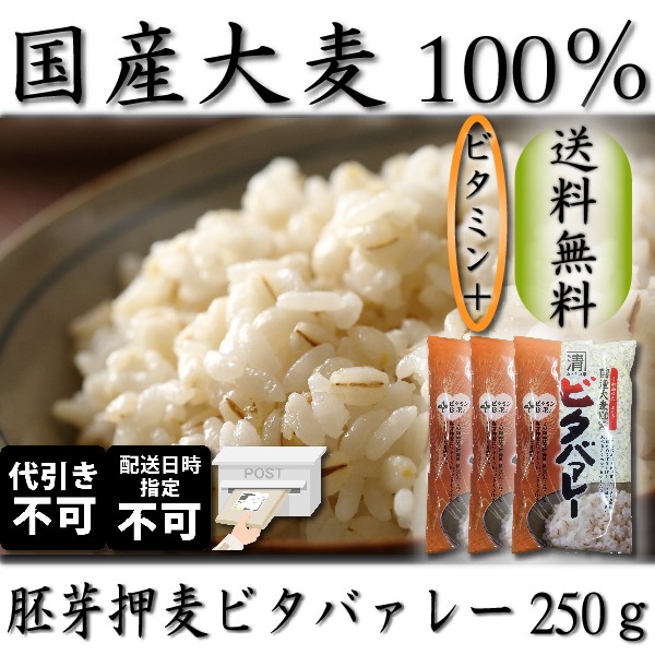 全国送料無料 ネコポス 国産大麦使用 胚芽押麦 ビタバァレー 250ｇ 3個セット 健康 食物繊維 ビタミン 単独発送 他の商品同封不可 Big Drの通販はau Wowma ワウマ 富田商店 商品ロットナンバー