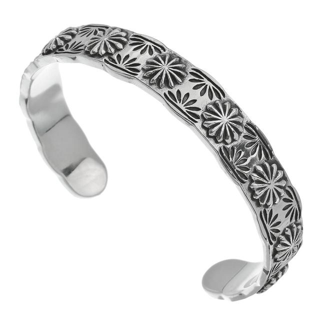 受賞店舗 ネイティブ フラワー バングル シルバー925 アクセサリー ブレスレット メンズ インディアンジュエリー系 Bab 0172 驚きの値段 Cerqualandi It