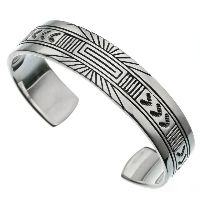 スクエア サン パターン 宅送 バングル メンズ アクセサリー ネイティブ シルバー925 インディアンジュエリー系 Bab 2906