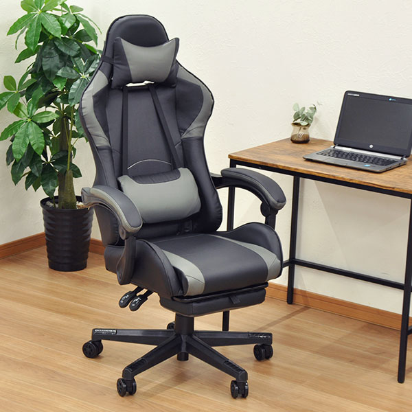 新作モデル テレワーク ゲーミングチェア グレー 腰痛対策 リクライニング フットレスト ヘッドレスト アームレスト ハイバック ランバーサポート 長 新発 Olsonesq Com