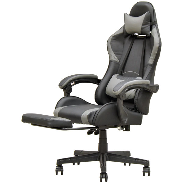 新作モデル テレワーク ゲーミングチェア グレー 腰痛対策 リクライニング フットレスト ヘッドレスト アームレスト ハイバック ランバーサポート 長 新発 Olsonesq Com