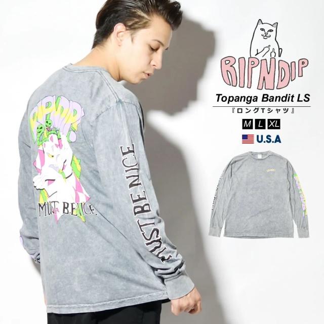 独創的 メール便 送料無料 Ripndip リップンディップ ロンt 長袖tシャツ メンズ タイダイ柄 猫 ネコ ブランド Usaモデル Topanga Bandit Long わけあり並の激安価格 Parjal Fr
