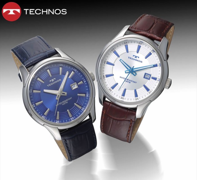 TECHNOS テクノス メンズ 腕時計 10気圧防水 アナログ クォーツ 3針 カレンダー 革バンド T4689SN T4689SS 【激安