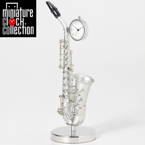 正規販売店 ミニチュア クロック 置時計 サックス型 日本製クォーツ おしゃれ 小さい アナログ 卓上 インテリア デザイン かわいい 雑貨 ギフト C333 送料無料 早い者勝ち Bankcarmel Co Il